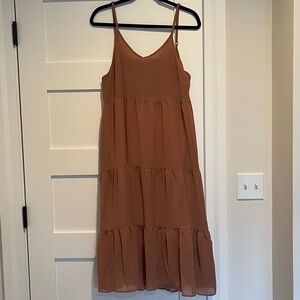 Chic 66 Girls Peachy Brown Layered Maxi Dress